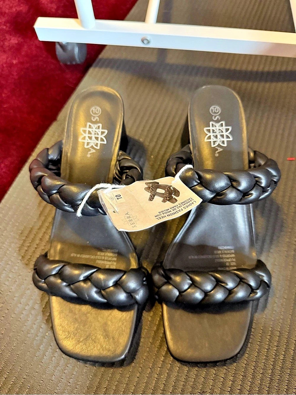 SERRA Ladies Fashion Heel Braided Sandal Black US 10